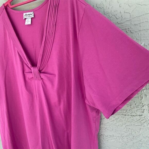 Anthony Richards Women's 3X Pink V-Neck Pleat Front Blouse - Picture 4 of 7